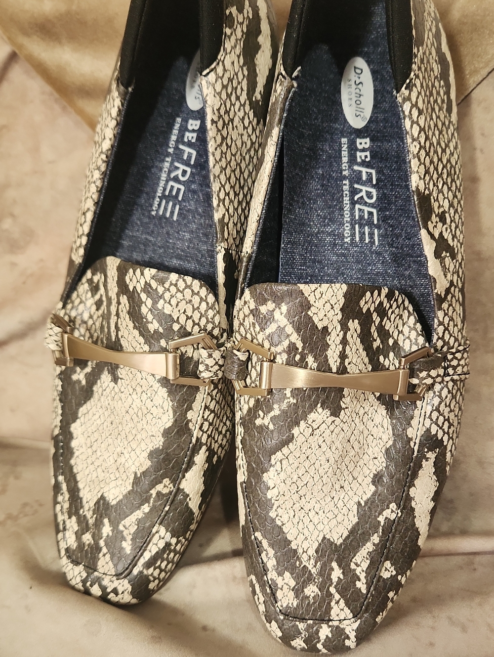 Dr. Scholl's Snake-Print Loafers with Gold Accent